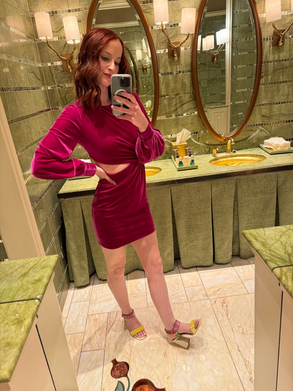 One33 SocialCutout Crossover Velvet Mini Dress Fuchsia Size 0